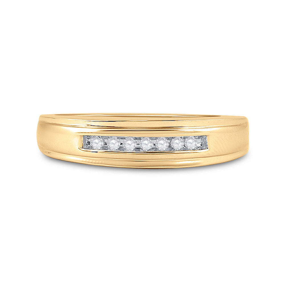 14kt Yellow Gold Mens Round Diamond Channel-set Wedding Anniversary Band Ring 1/12 Cttw 10 Daisy Joyeria