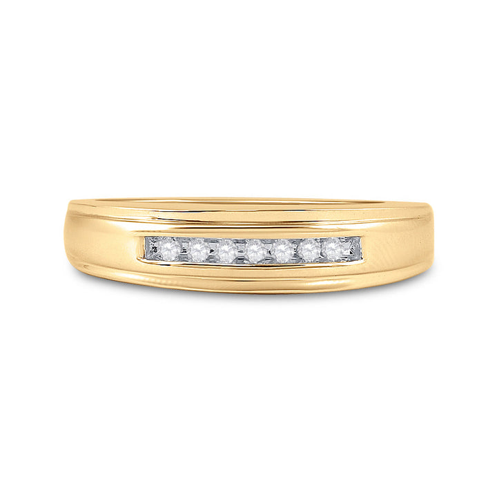 14kt Yellow Gold Mens Round Diamond Channel-set Wedding Anniversary Band Ring 1/12 Cttw 10 Daisy Joyeria