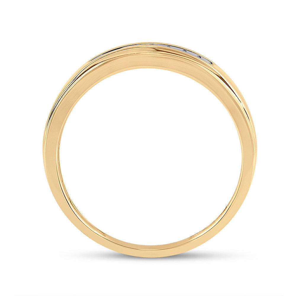 14kt Yellow Gold Mens Round Diamond Channel-set Wedding Anniversary Band Ring 1/12 Cttw 10 Daisy Joyeria