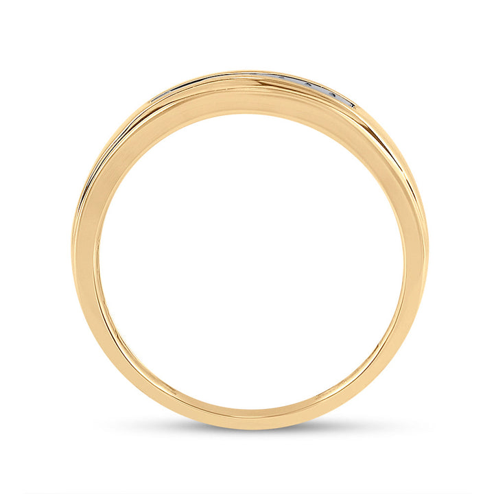 14kt Yellow Gold Mens Round Diamond Channel-set Wedding Anniversary Band Ring 1/12 Cttw 10 Daisy Joyeria