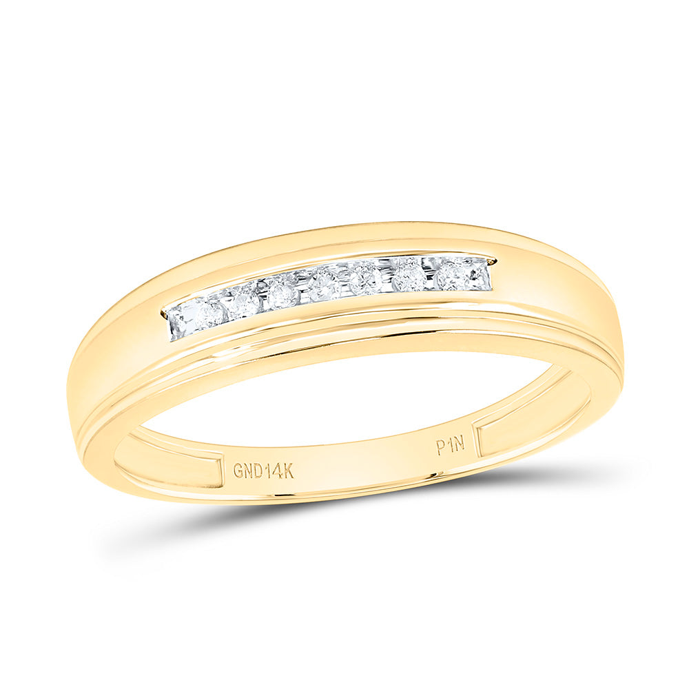 14kt Yellow Gold Mens Round Diamond Channel-set Wedding Anniversary Band Ring 1/12 Cttw 10 Daisy Joyeria