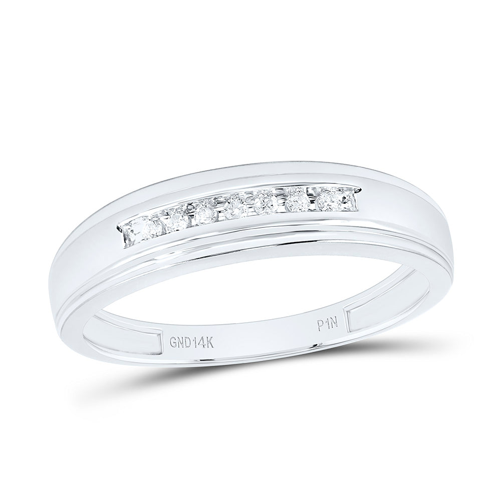 14kt White Gold Mens Round Diamond Channel-set Wedding Anniversary Band Ring 1/12 Cttw 10 Daisy Joyeria