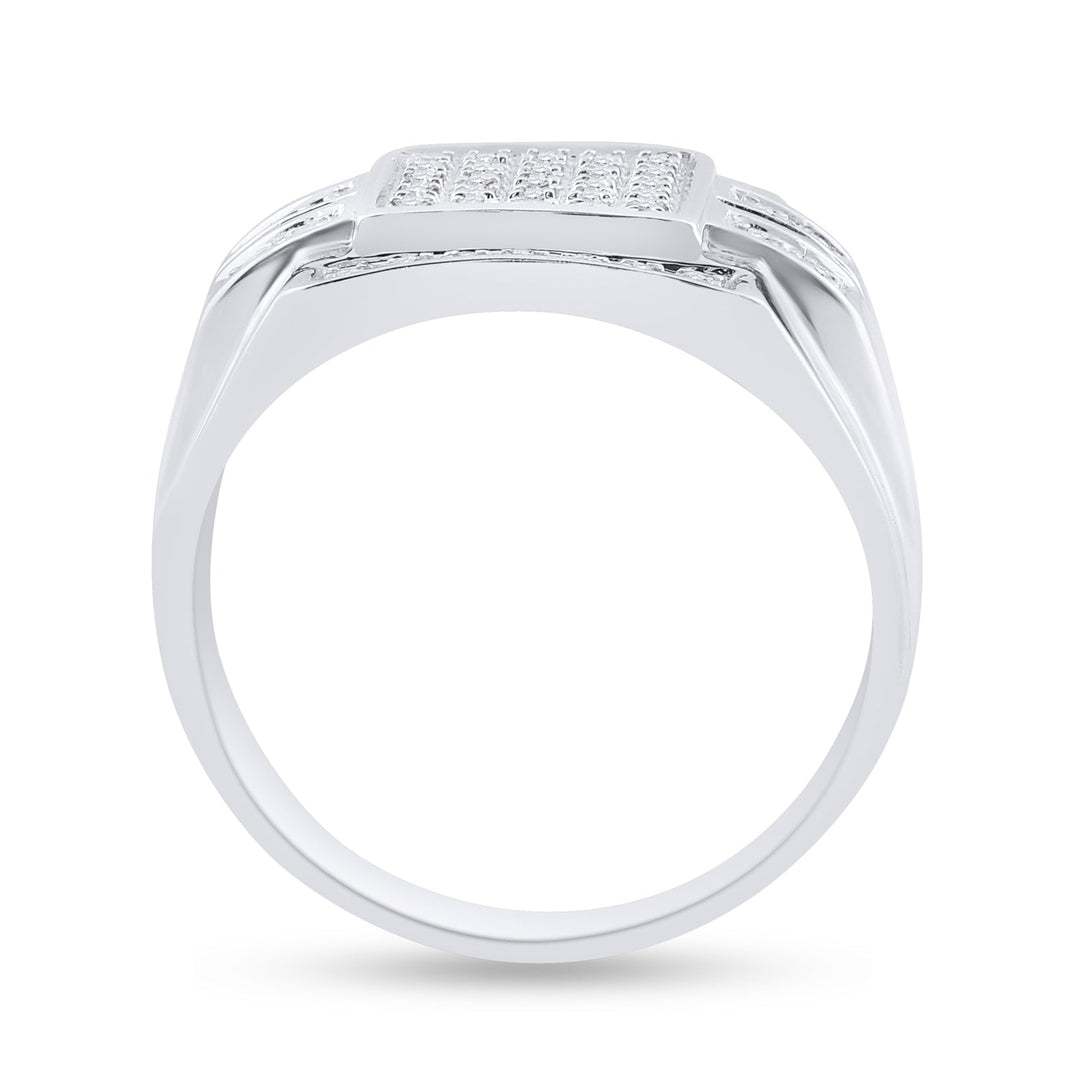 10kt White Gold Mens Round Diamond Square Cluster Ring 1/3 Cttw 10 Daisy Joyeria