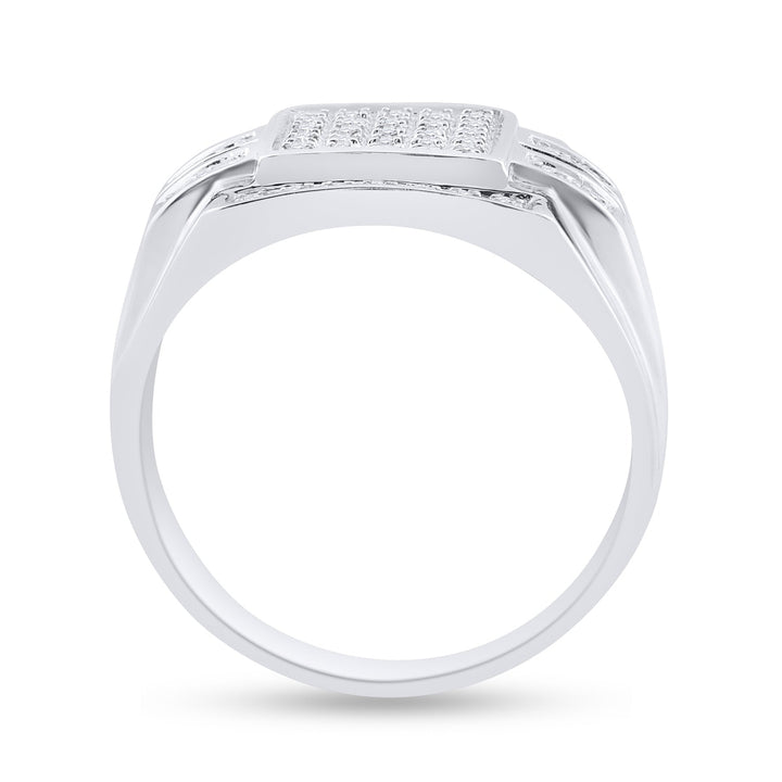 10kt White Gold Mens Round Diamond Square Cluster Ring 1/3 Cttw 10 Daisy Joyeria
