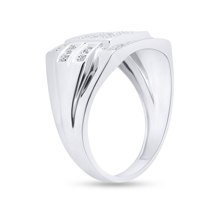 10kt White Gold Mens Round Diamond Square Cluster Ring 1/3 Cttw 10 Daisy Joyeria