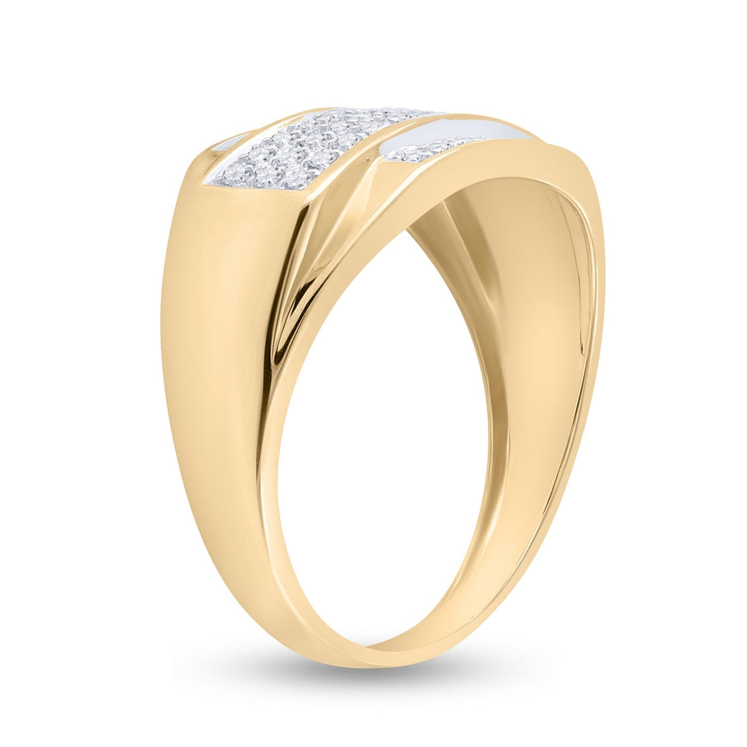 10kt Yellow Gold Mens Round Diamond Rectangle Cluster Ring 1/3 Cttw 10 Daisy Joyeria