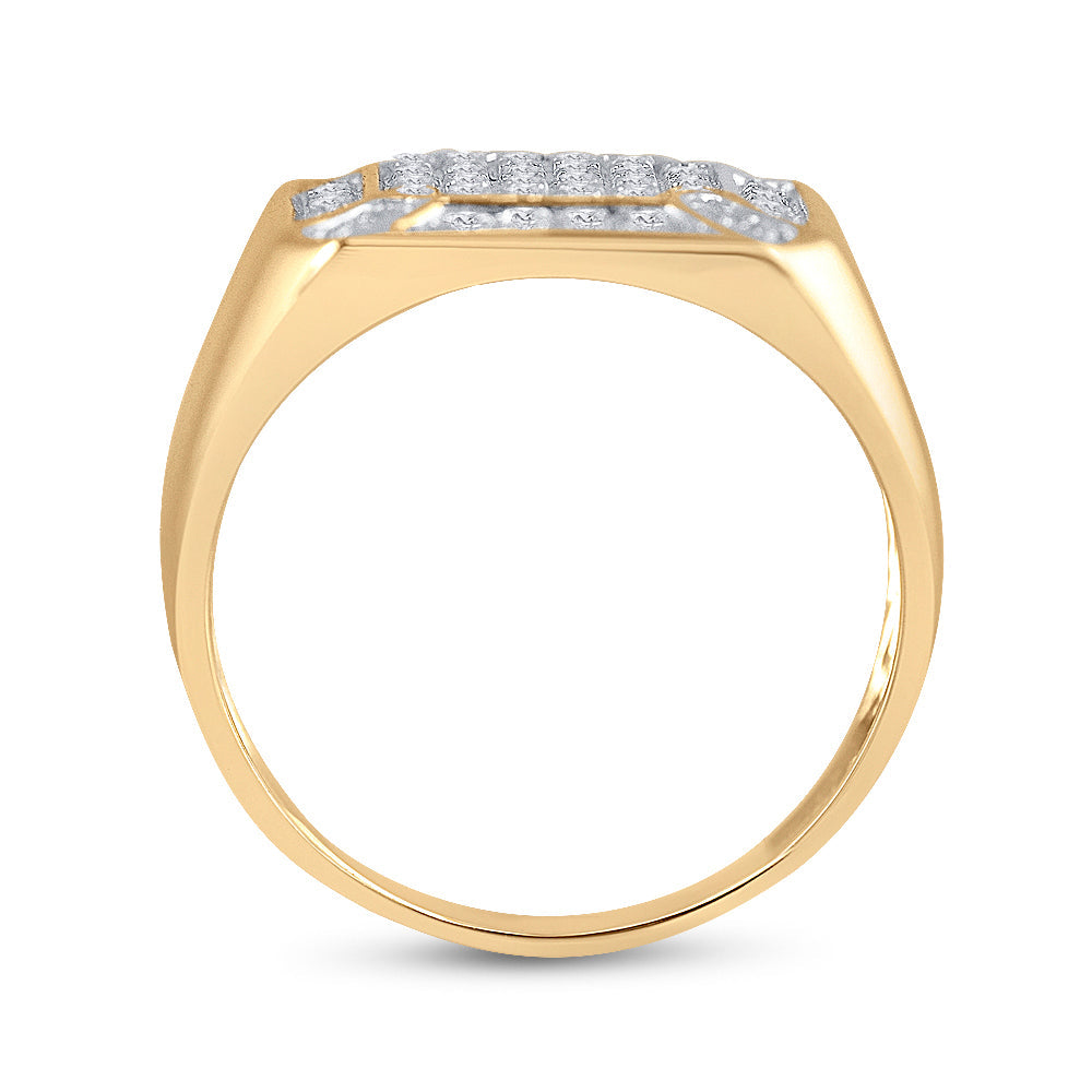 10kt Yellow Gold Mens Round Diamond Square Cluster Ring 1/3 Cttw 10 Daisy Joyeria
