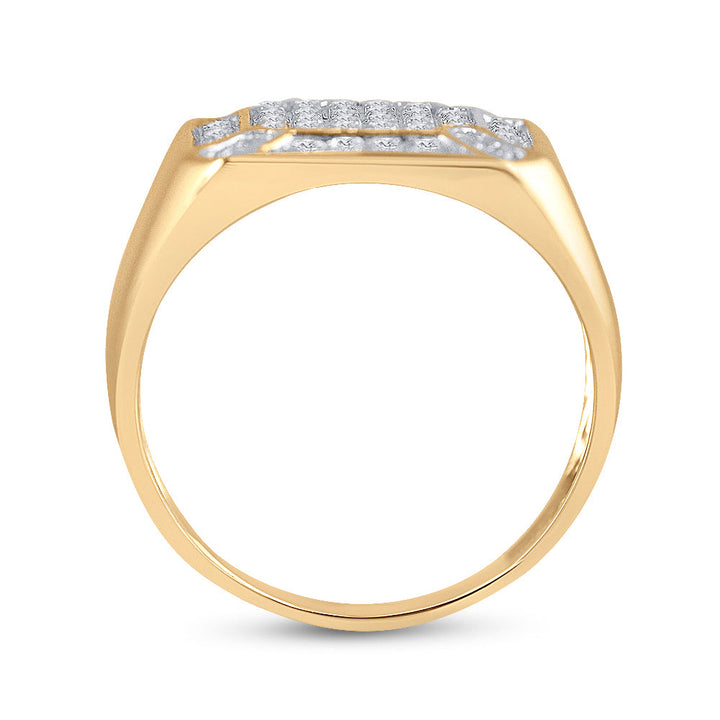 10kt Yellow Gold Mens Round Diamond Square Cluster Ring 1/3 Cttw 10 Daisy Joyeria