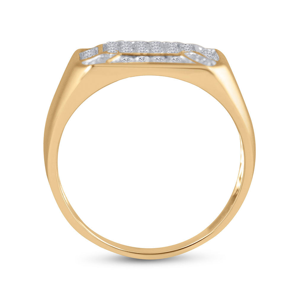10kt Yellow Gold Mens Round Diamond Square Cluster Ring 1/3 Cttw 10 Daisy Joyeria
