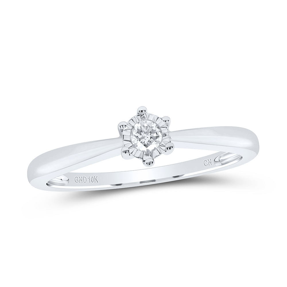 10kt White Gold Womens Round Diamond Solitaire Bridal Wedding Engagement Ring 1/12 Cttw 7 Daisy Joyeria
