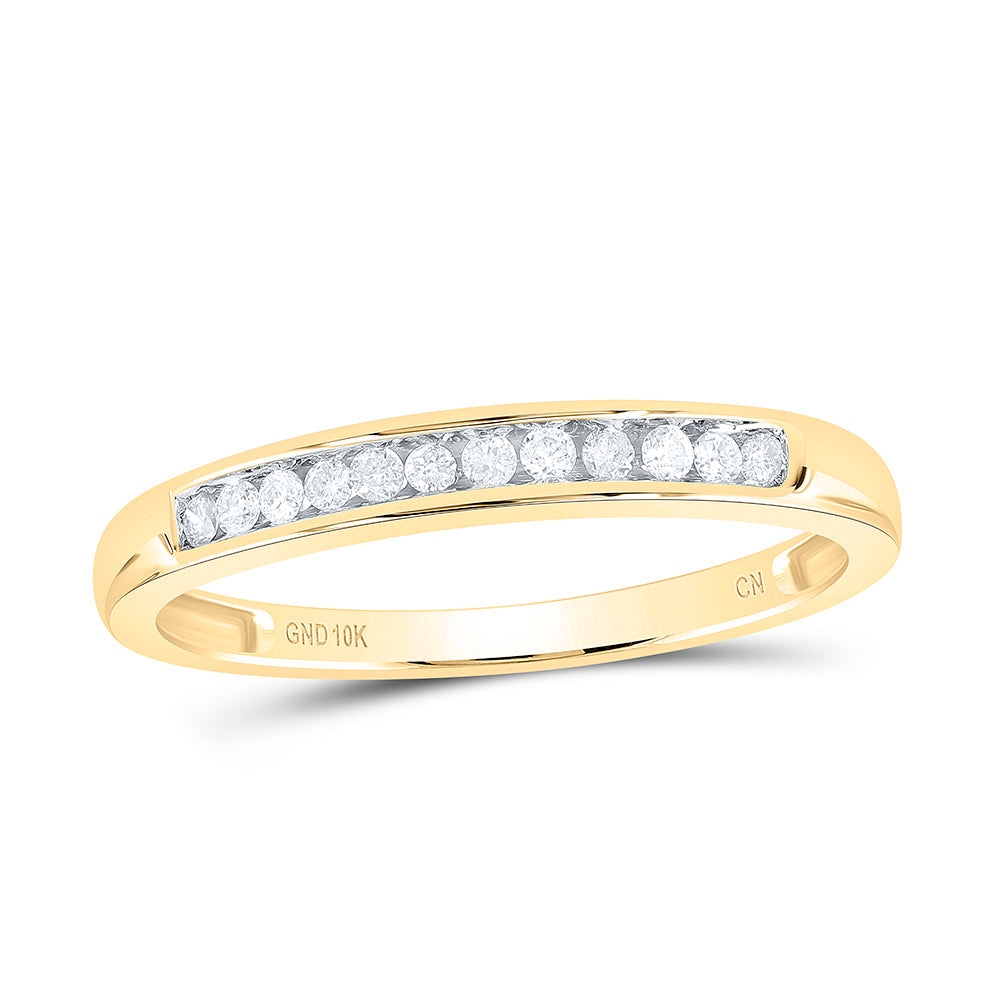 10kt Yellow Gold Womens Round Diamond Channel Set Band Ring 1/8 Cttw 7 Daisy Joyeria