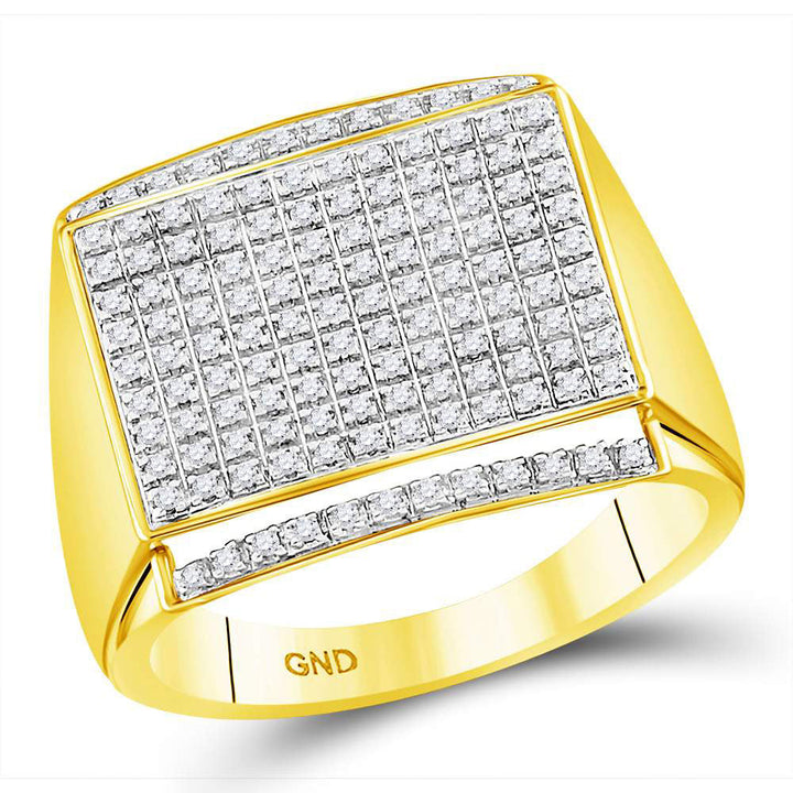 10kt Yellow Gold Mens Round Diamond Cluster Ring 3/8 Cttw 10 Daisy Joyeria