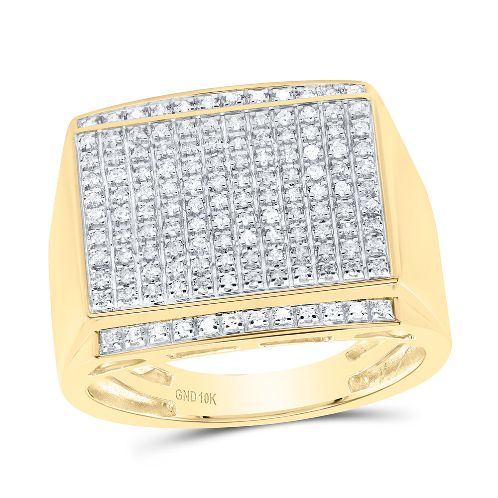 10kt Yellow Gold Mens Round Diamond Cluster Ring 3/8 Cttw 10 Daisy Joyeria