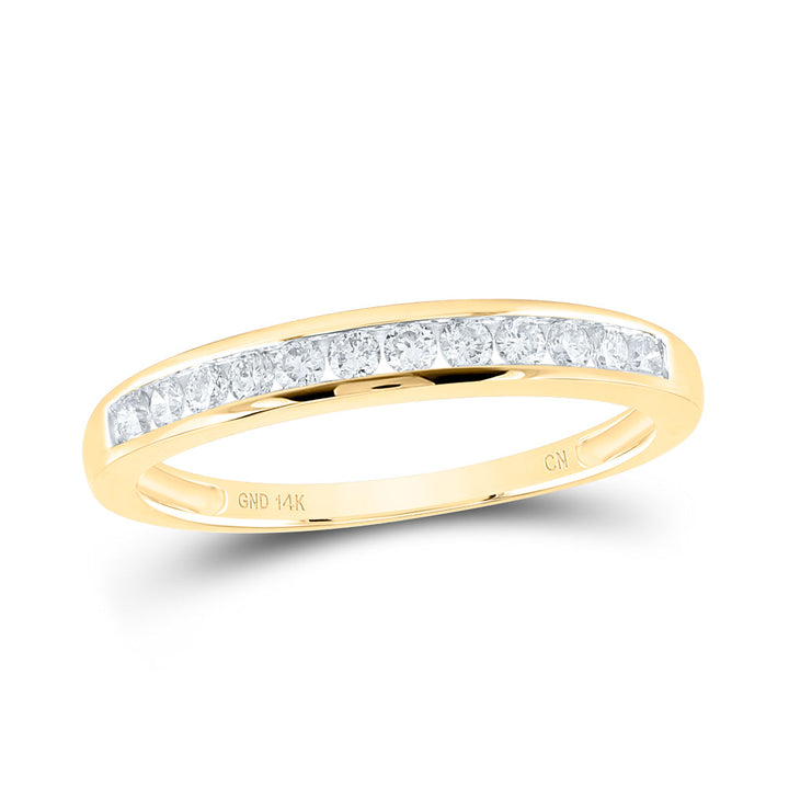 14kt Yellow Gold Womens Round Channel-set Diamond Single Row Wedding Band 1/4 Cttw 7 Daisy Joyeria