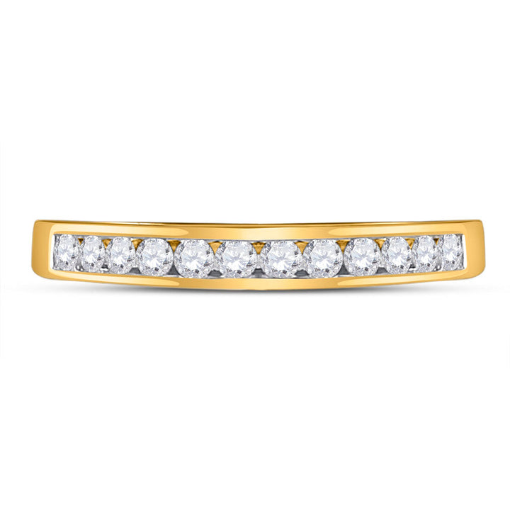 14kt Yellow Gold Womens Round Channel-set Diamond Single Row Wedding Band 1/4 Cttw 7 Daisy Joyeria