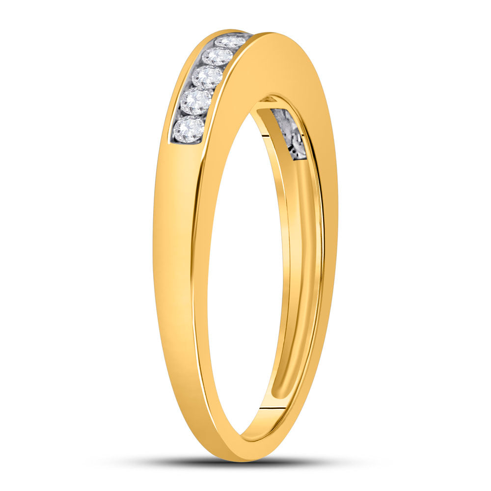14kt Yellow Gold Womens Round Channel-set Diamond Single Row Wedding Band 1/4 Cttw 7 Daisy Joyeria