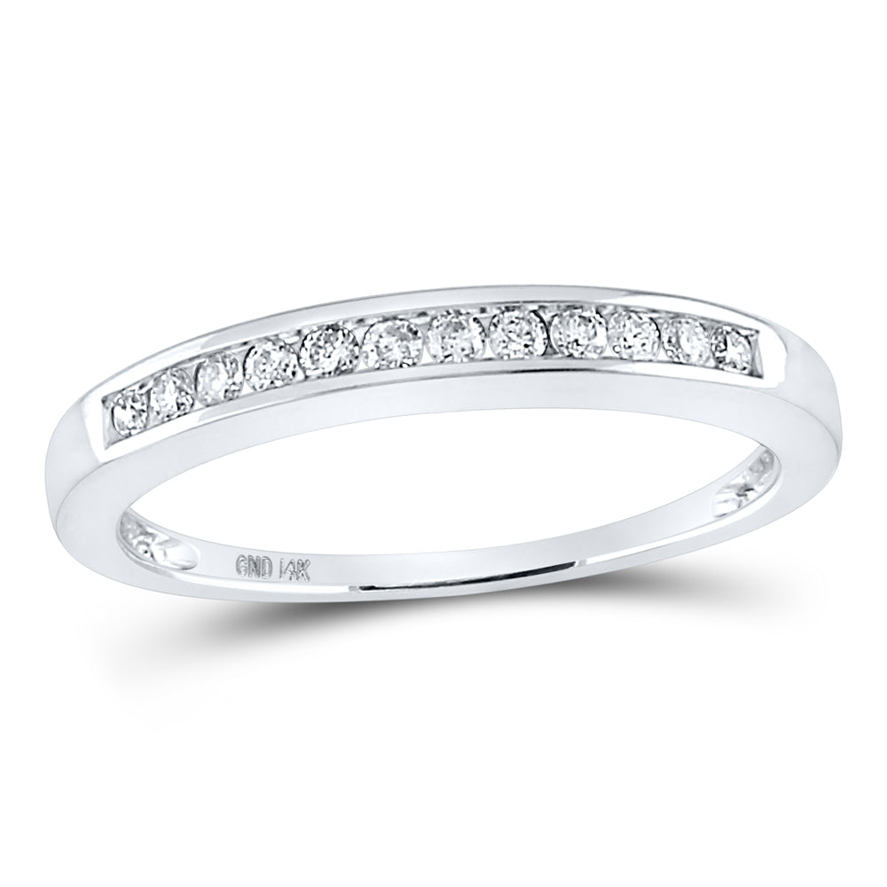 14kt White Gold Womens Round Diamond Wedding Channel Set Band 1/4 Cttw 7 Daisy Joyeria