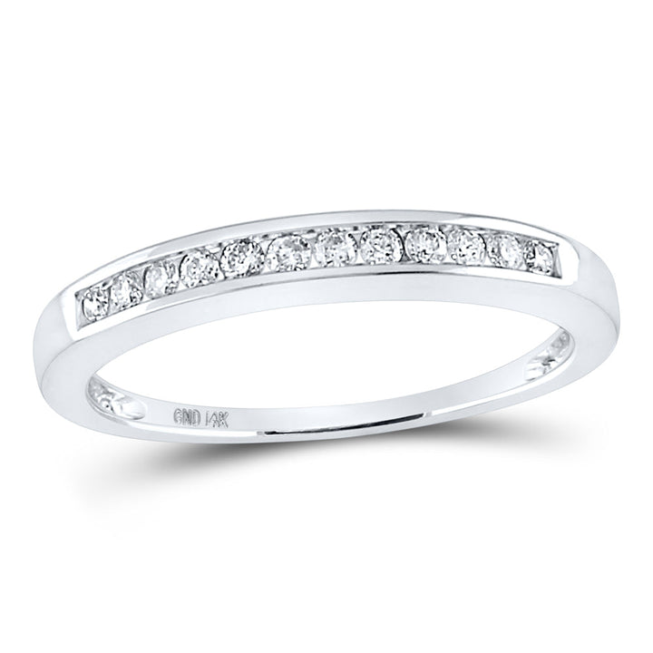 14kt White Gold Womens Round Diamond Wedding Channel Set Band 1/4 Cttw 7 Daisy Joyeria