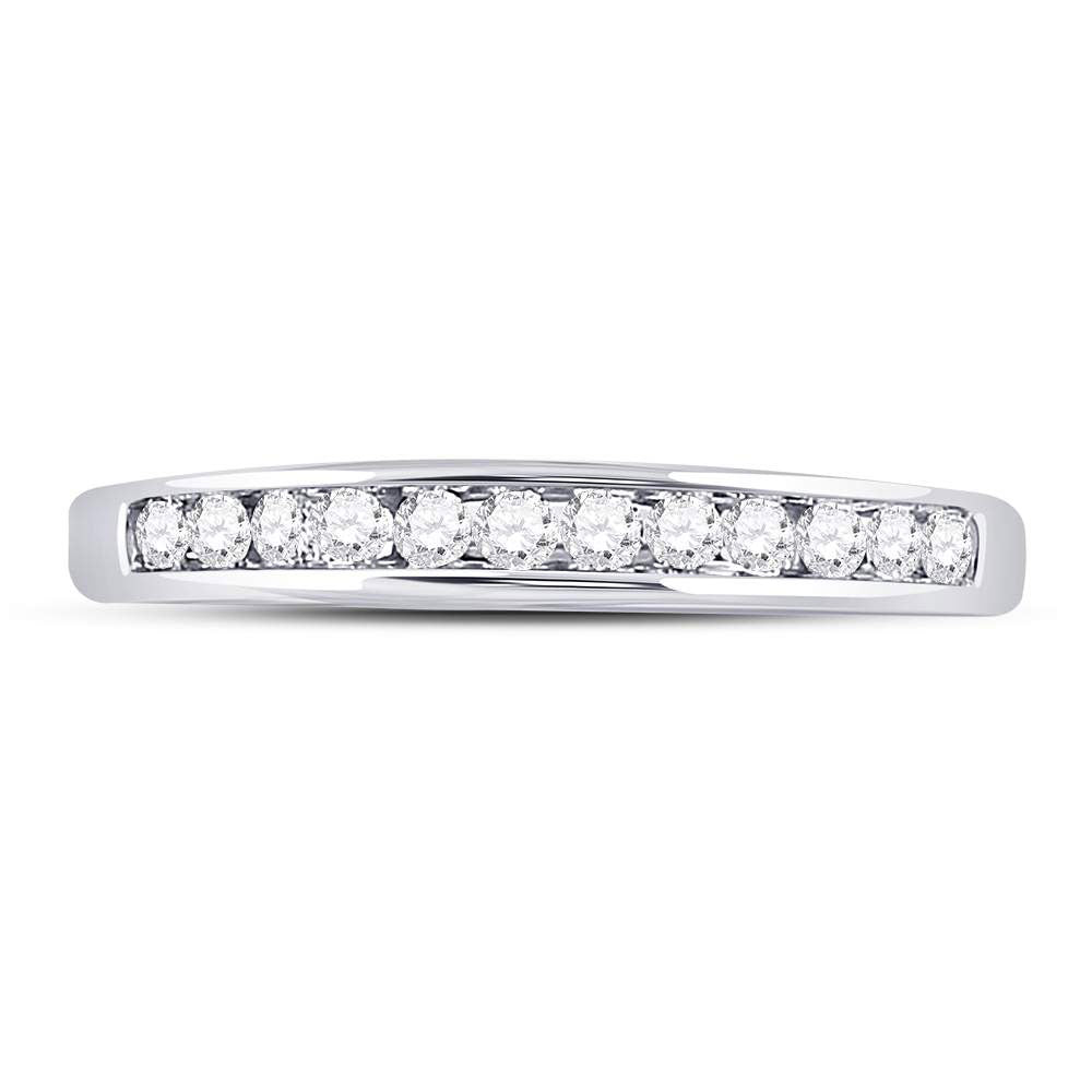 14kt White Gold Womens Round Diamond Wedding Channel Set Band 1/4 Cttw 7 Daisy Joyeria