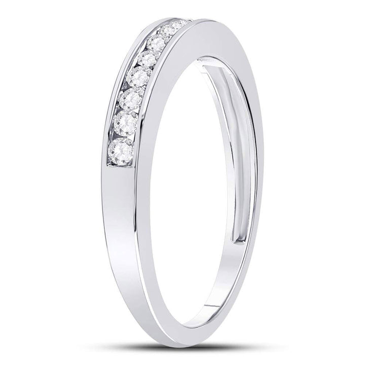 14kt White Gold Womens Round Diamond Wedding Channel Set Band 1/4 Cttw 7 Daisy Joyeria