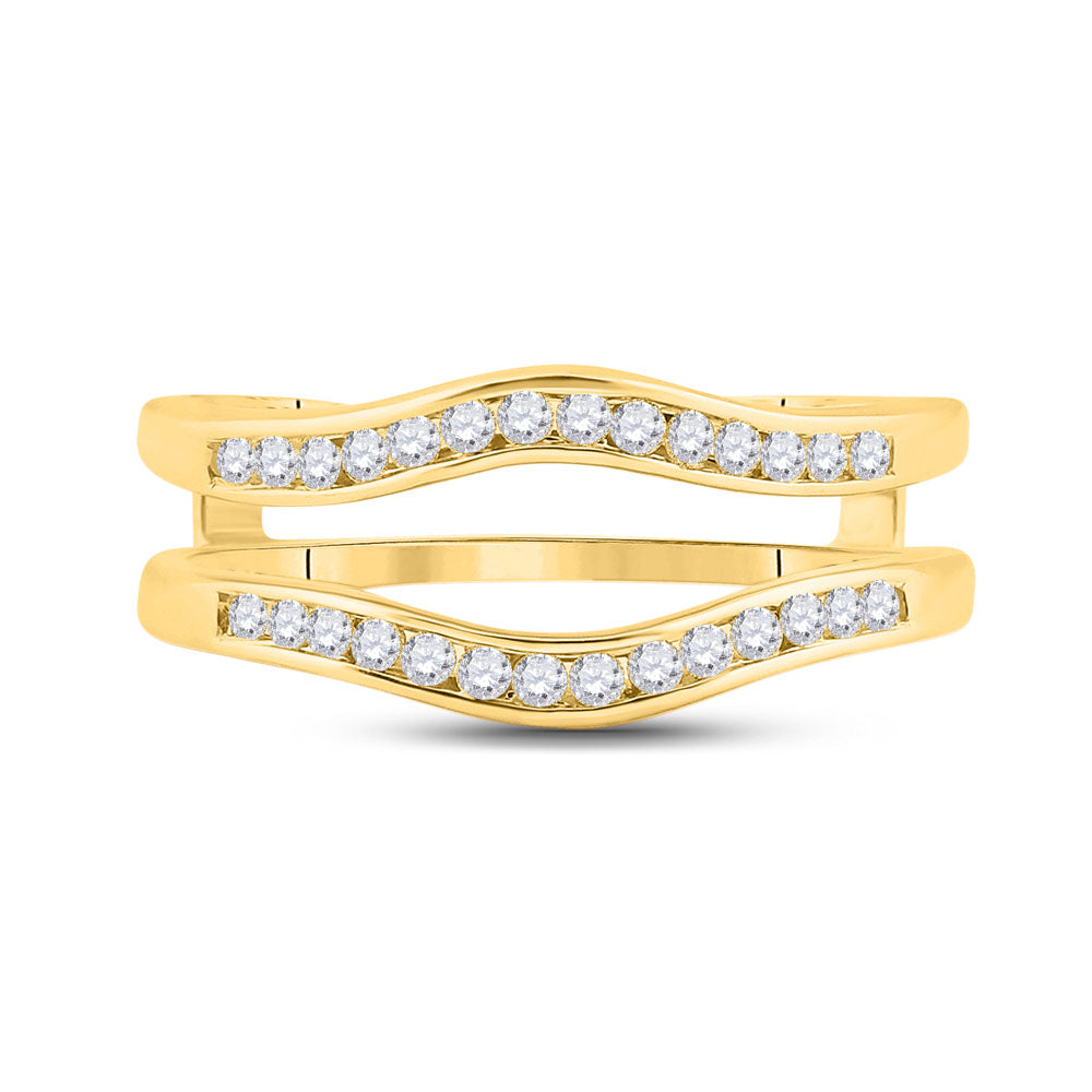 14kt Yellow Gold Womens Round Diamond Channel Set Wrap Ring Guard Enhancer 1/4 Cttw 7 Daisy Joyeria