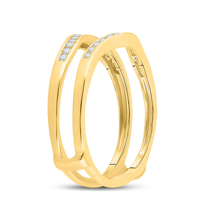 14kt Yellow Gold Womens Round Diamond Channel Set Wrap Ring Guard Enhancer 1/4 Cttw 7 Daisy Joyeria
