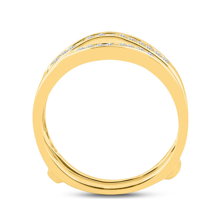 14kt Yellow Gold Womens Round Diamond Channel Set Wrap Ring Guard Enhancer 1/4 Cttw 7 Daisy Joyeria