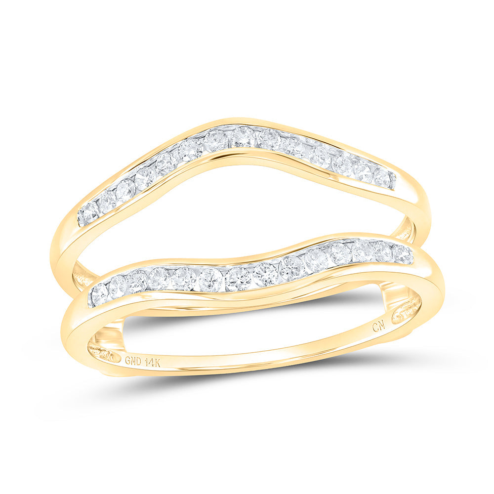 14kt Yellow Gold Womens Round Diamond Channel Set Wrap Ring Guard Enhancer 1/4 Cttw 7 Daisy Joyeria