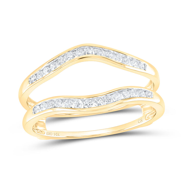 14kt Yellow Gold Womens Round Diamond Channel Set Wrap Ring Guard Enhancer 1/4 Cttw 7 Daisy Joyeria
