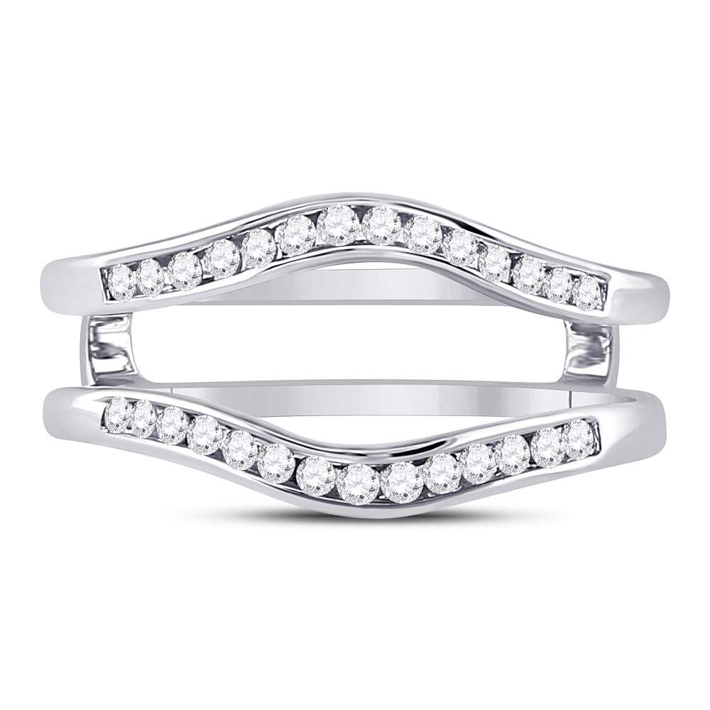 14kt White Gold Womens Round Diamond Ring Guard Wrap Solitaire Enhancer 1/4 Cttw 7 Daisy Joyeria