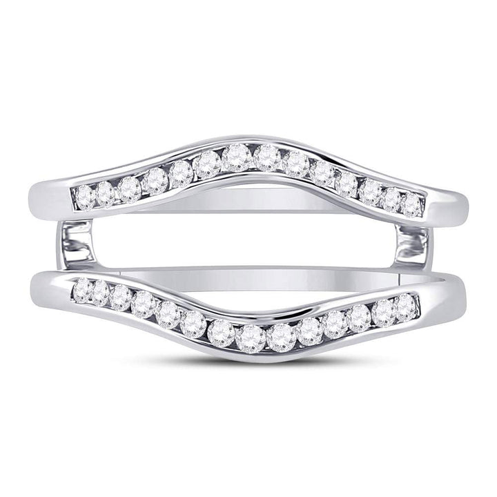 14kt White Gold Womens Round Diamond Ring Guard Wrap Solitaire Enhancer 1/4 Cttw 7 Daisy Joyeria