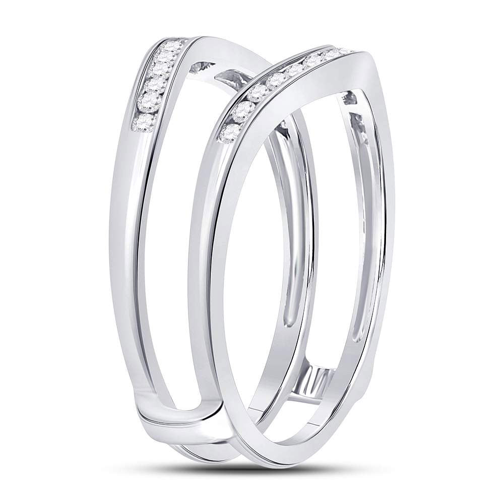 14kt White Gold Womens Round Diamond Ring Guard Wrap Solitaire Enhancer 1/4 Cttw 7 Daisy Joyeria