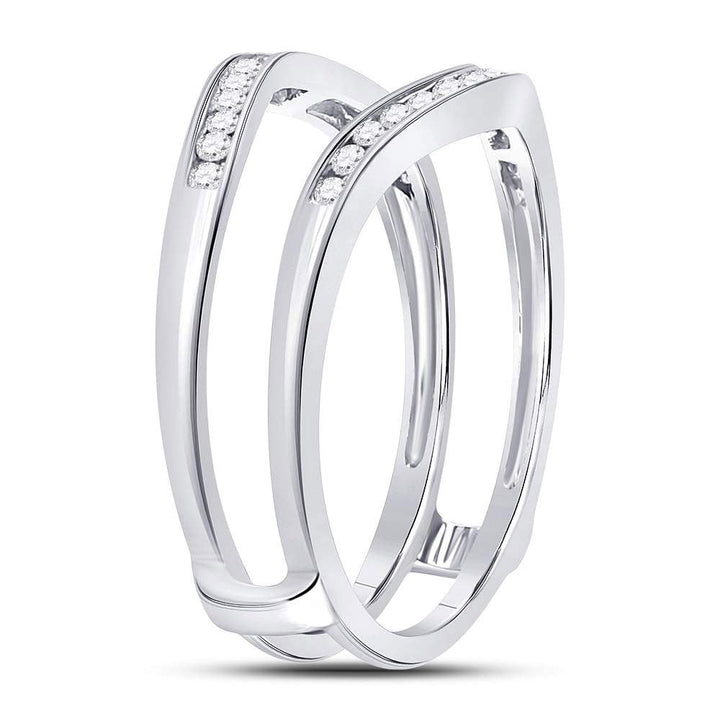 14kt White Gold Womens Round Diamond Ring Guard Wrap Solitaire Enhancer 1/4 Cttw 7 Daisy Joyeria