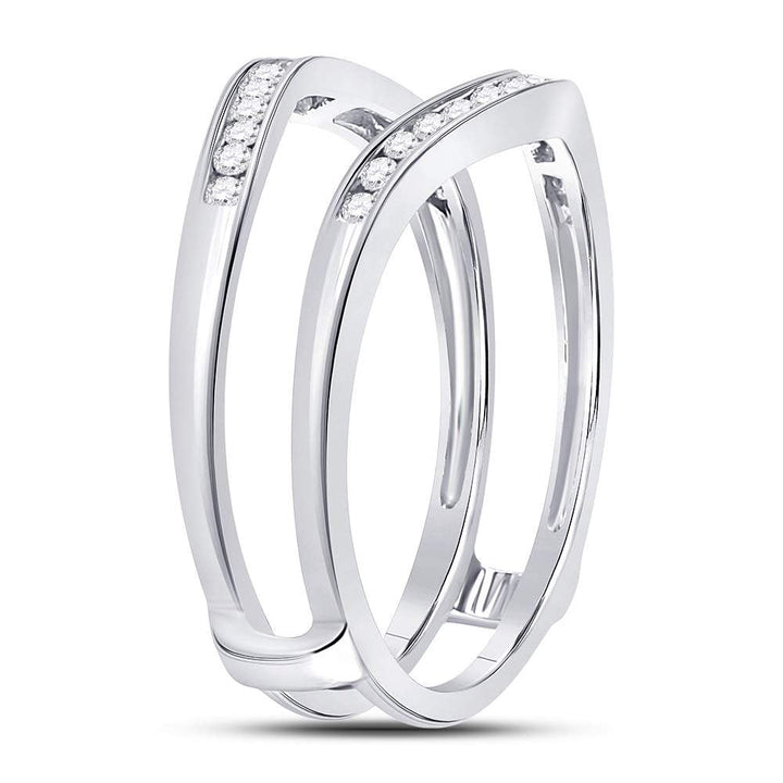 14kt White Gold Womens Round Diamond Ring Guard Wrap Solitaire Enhancer 1/4 Cttw 7 Daisy Joyeria
