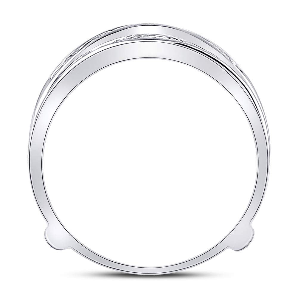 14kt White Gold Womens Round Diamond Ring Guard Wrap Solitaire Enhancer 1/4 Cttw 7 Daisy Joyeria