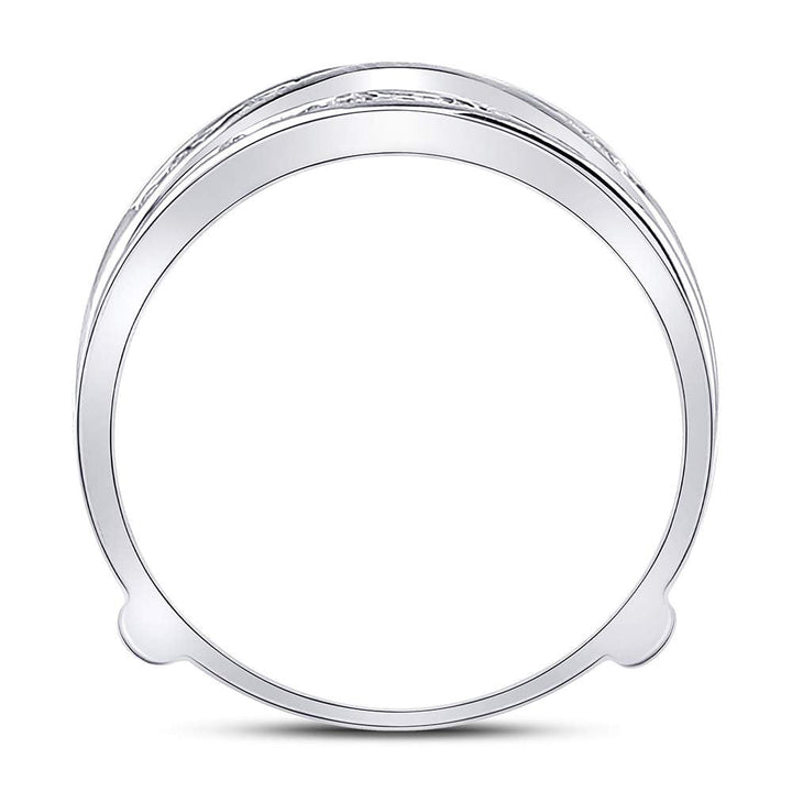 14kt White Gold Womens Round Diamond Ring Guard Wrap Solitaire Enhancer 1/4 Cttw 7 Daisy Joyeria