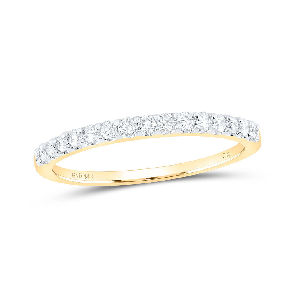 14kt Yellow Gold Womens Round Diamond Wedding Anniversary Band 1/4 Cttw 7 Daisy Joyeria