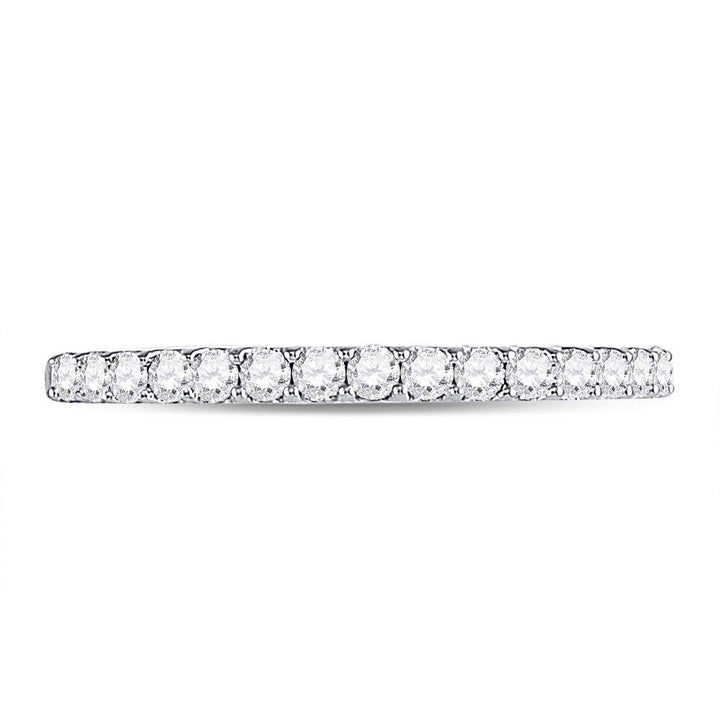 14kt White Gold Womens Round Pave-set Diamond Single Row Wedding Band 1/4 Cttw 7 Daisy Joyeria
