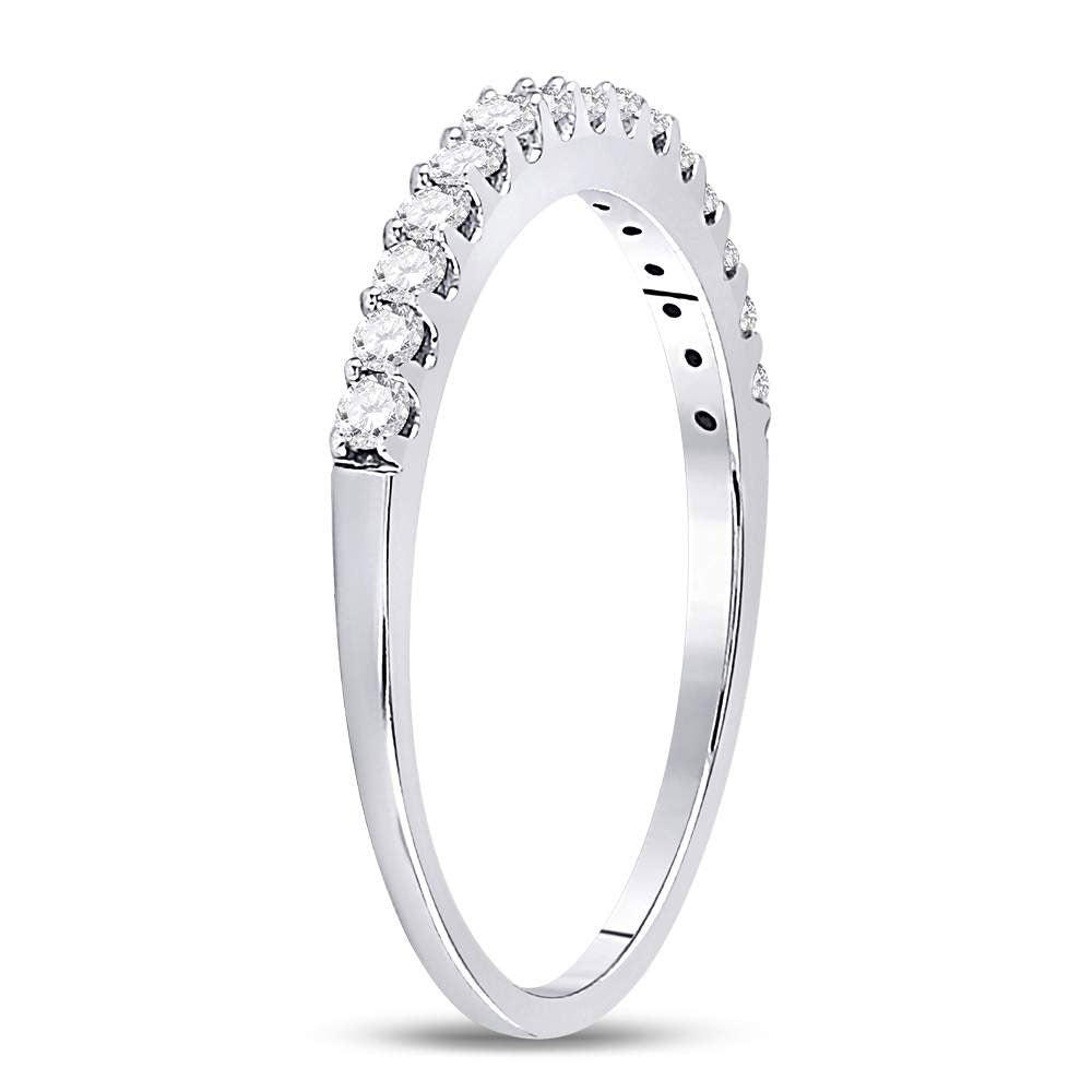 14kt White Gold Womens Round Pave-set Diamond Single Row Wedding Band 1/4 Cttw 7 Daisy Joyeria
