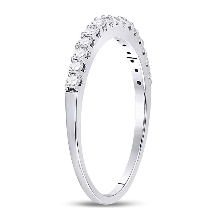 14kt White Gold Womens Round Pave-set Diamond Single Row Wedding Band 1/4 Cttw 7 Daisy Joyeria