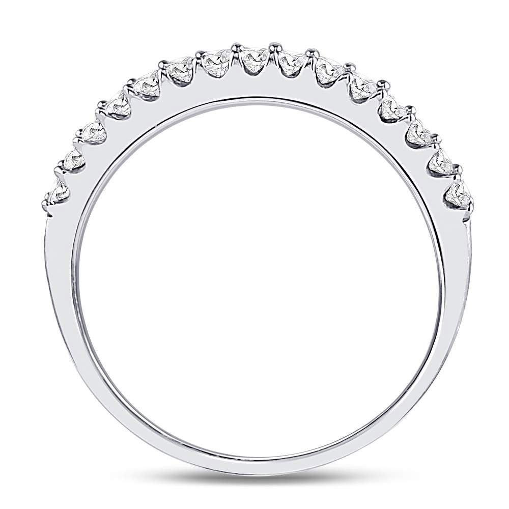 14kt White Gold Womens Round Pave-set Diamond Single Row Wedding Band 1/4 Cttw 7 Daisy Joyeria