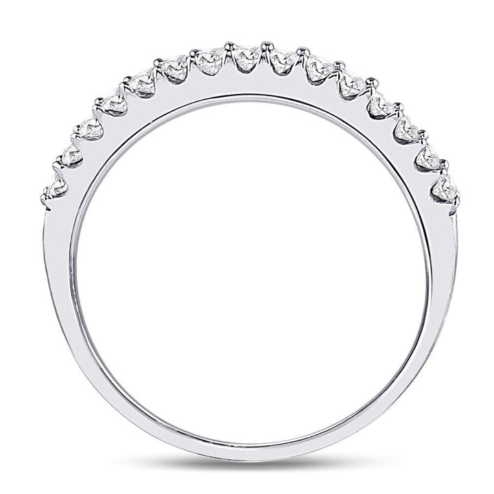 14kt White Gold Womens Round Pave-set Diamond Single Row Wedding Band 1/4 Cttw 7 Daisy Joyeria