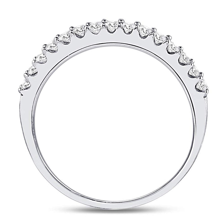 14kt White Gold Womens Round Pave-set Diamond Single Row Wedding Band 1/4 Cttw 7 Daisy Joyeria
