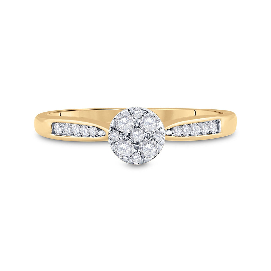 14kt Yellow Gold Womens Round Diamond Cluster Bridal Wedding Engagement Ring 1/4 Cttw 7 Daisy Joyeria