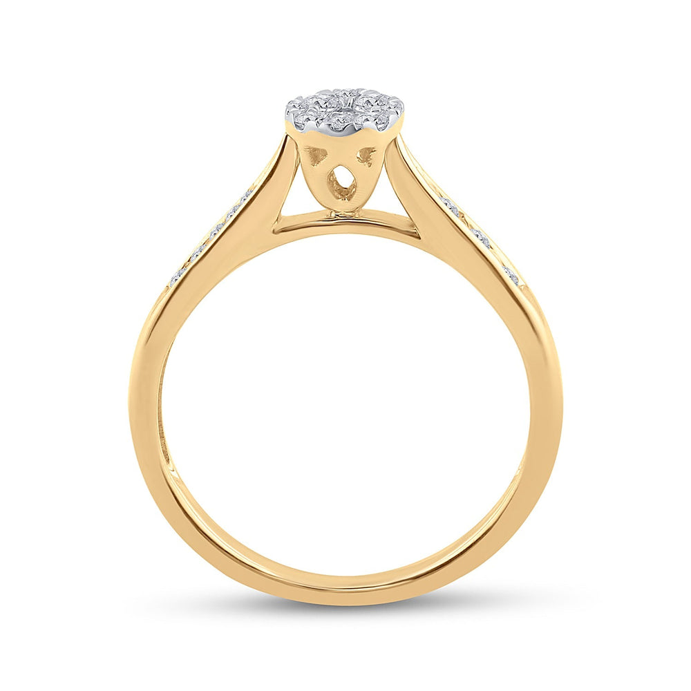 14kt Yellow Gold Womens Round Diamond Cluster Bridal Wedding Engagement Ring 1/4 Cttw 7 Daisy Joyeria