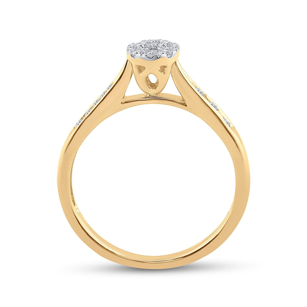 14kt Yellow Gold Womens Round Diamond Cluster Bridal Wedding Engagement Ring 1/4 Cttw 7 Daisy Joyeria