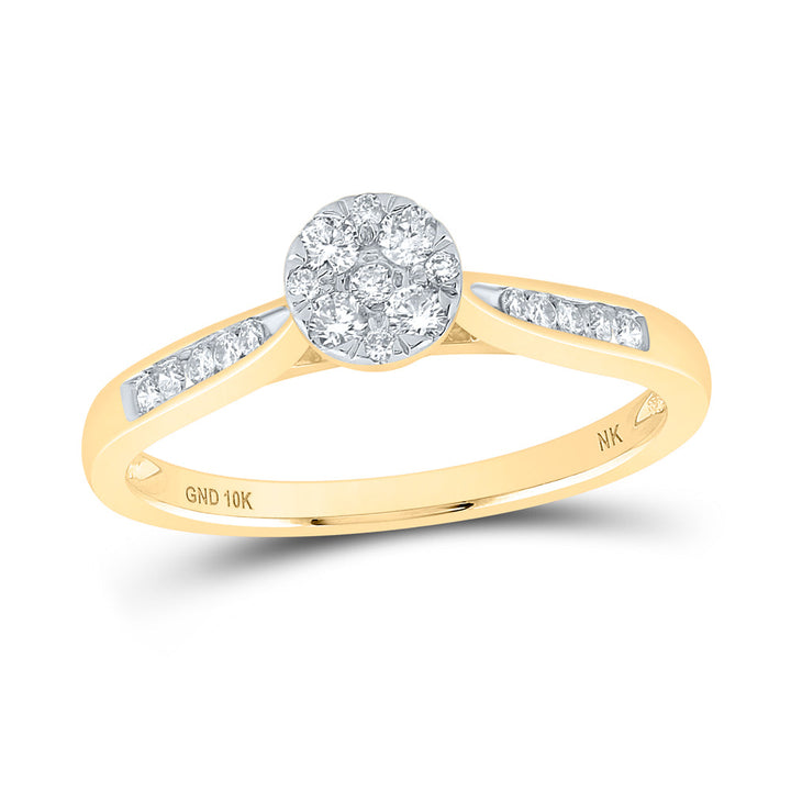 14kt Yellow Gold Womens Round Diamond Cluster Bridal Wedding Engagement Ring 1/4 Cttw 7 Daisy Joyeria