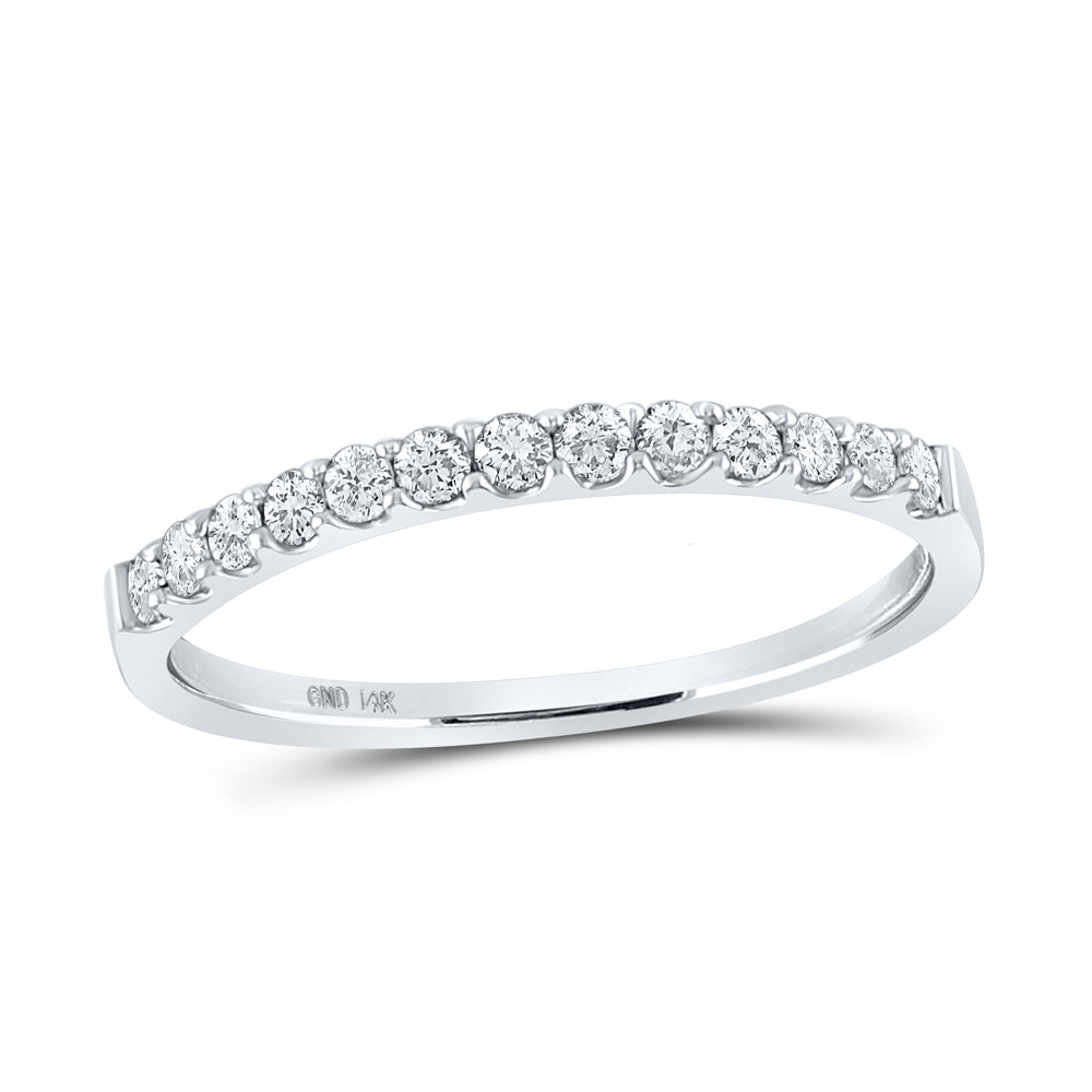 14kt White Gold Womens Round Diamond Slender Wedding Anniversary Band 1/4 Cttw 7 Daisy Joyeria
