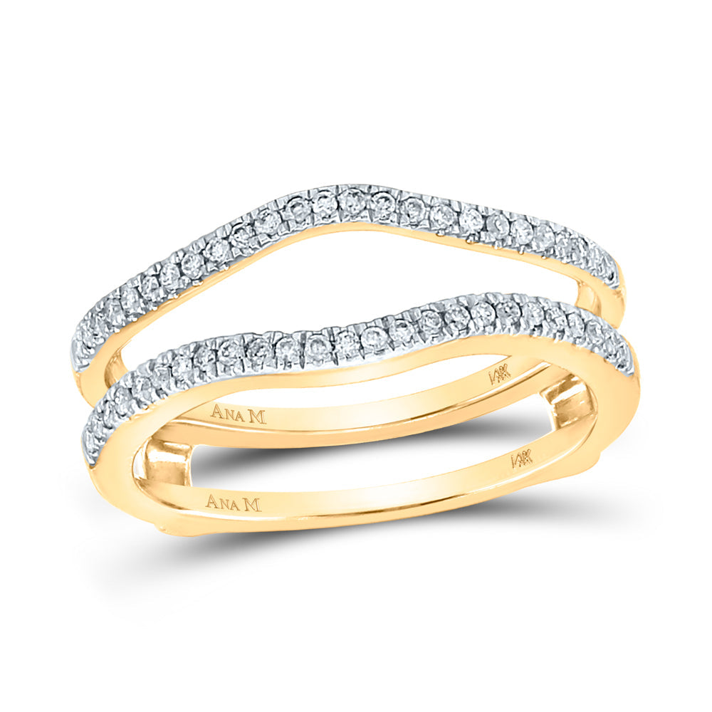 14kt Yellow Gold Womens Diamond Ring Guard Wrap Solitaire Band Enhancer 1/4 Cttw 7 Daisy Joyeria