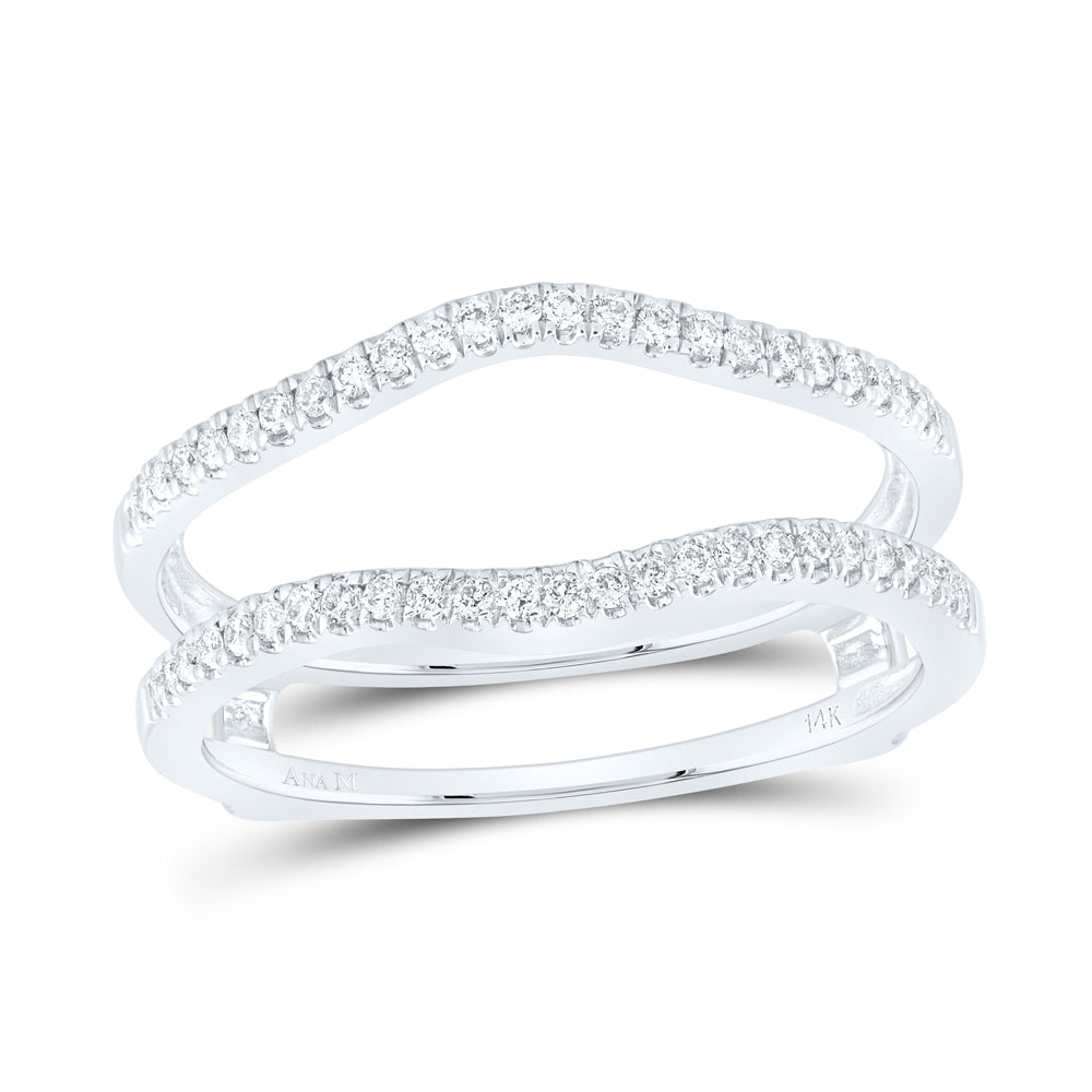 14kt White Gold Womens Round Diamond Ring Guard Wrap Solitaire Enhancer Band 1/4 Cttw 7 Daisy Joyeria